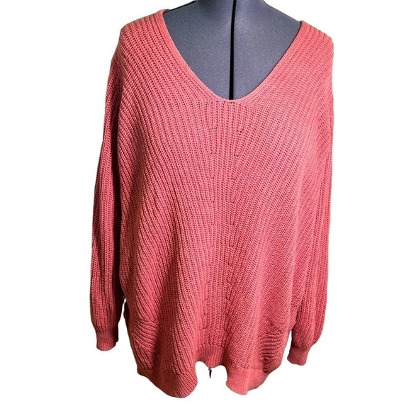 Old Navy V-Neck Sweater Shaker Stitch Pink - Picture 1 of 14